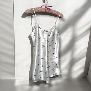 Vintage White and blue Floral slip dress XS/S coquette cottage Fairycore